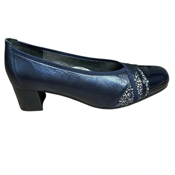 Shoes ,women, leather NEW! Inea Dora blue textured,chunky heel,pump size 39 & 41 - Picture 5 of 16